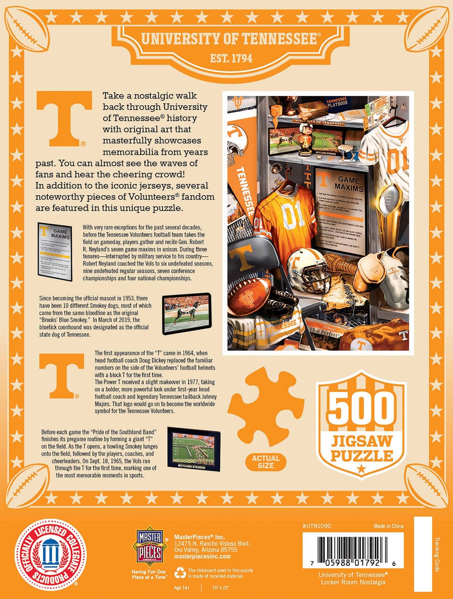 TN Vols Locker Room 500 Piece Puzzle