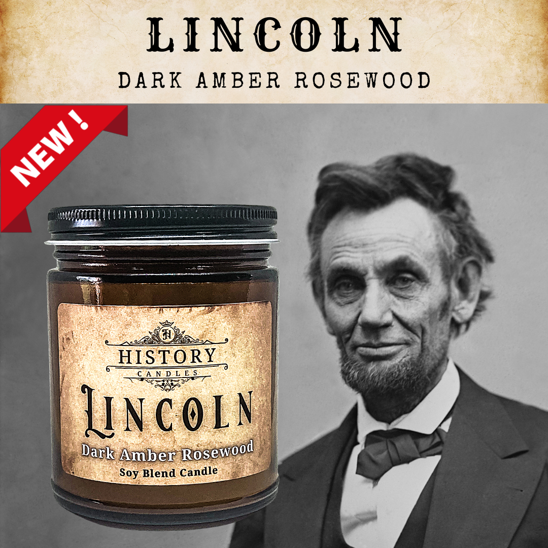 Abraham Lincoln Candle by History Candles | Dark Amber Rosewood