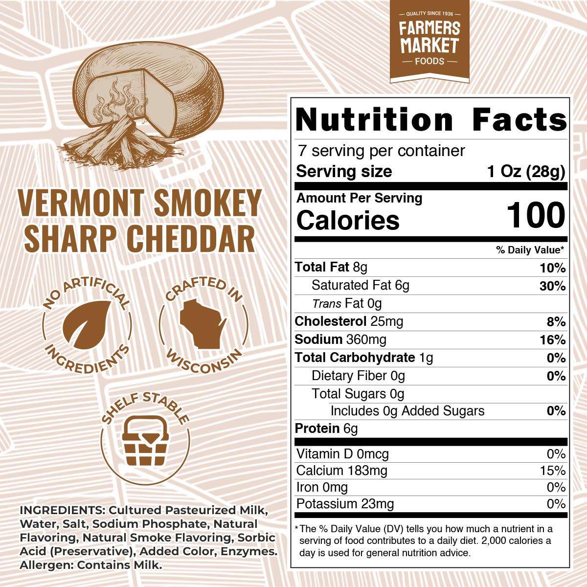 Vermont Smokey Sharp Cheddar 7oz