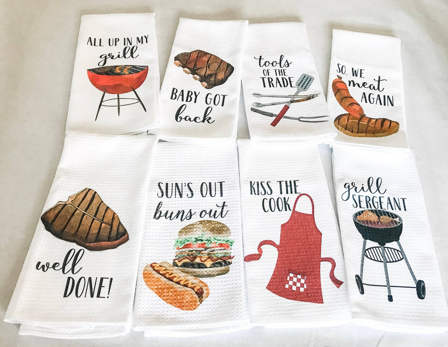 Funny Grilling Towels | BBQ Gifts for Him | Dad Joke Kitchen Towels
