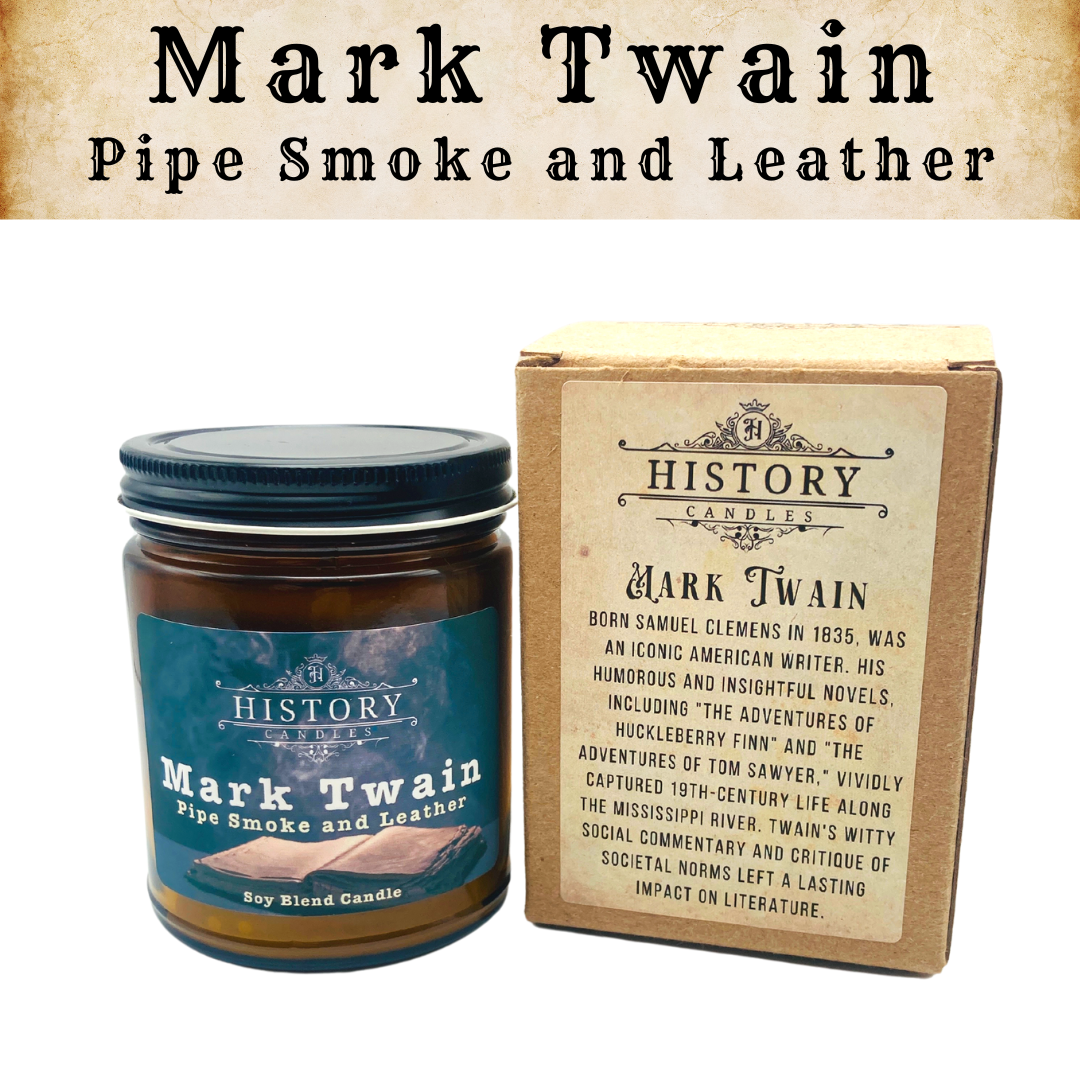 Mark Twain Candle by History Candles | Pipe Smoke & Leather