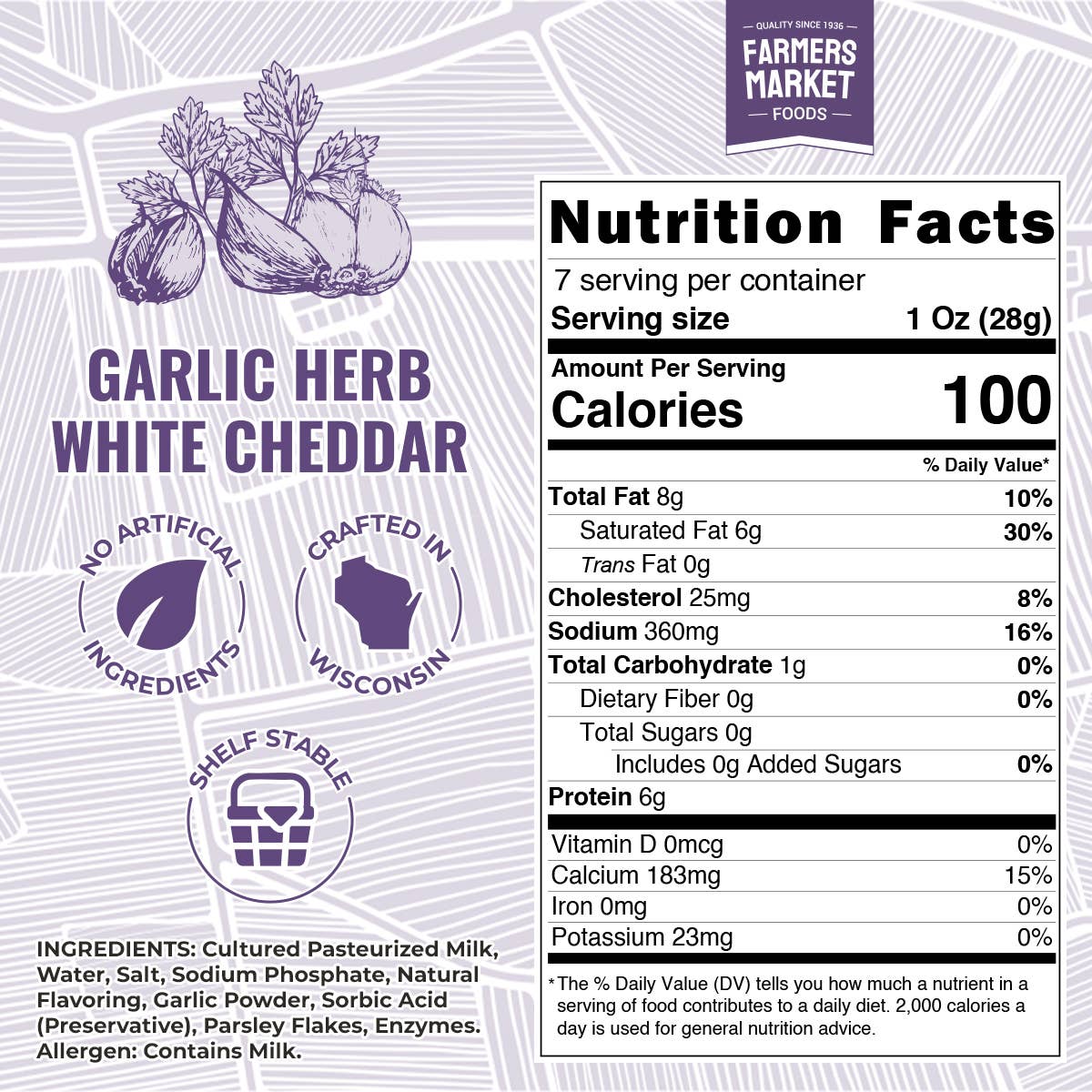 Garlic Herb White Cheddar 7oz