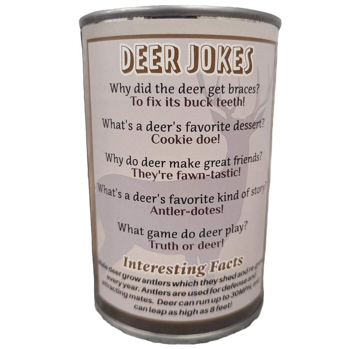 Canned Deer | Stuffed Animal Plush w/Funny Jokes