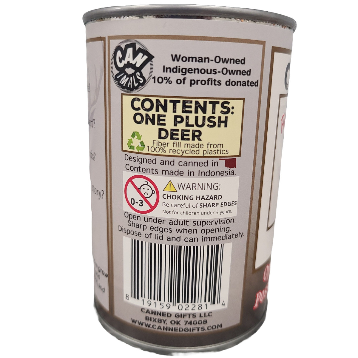 Canned Deer | Stuffed Animal Plush w/Funny Jokes