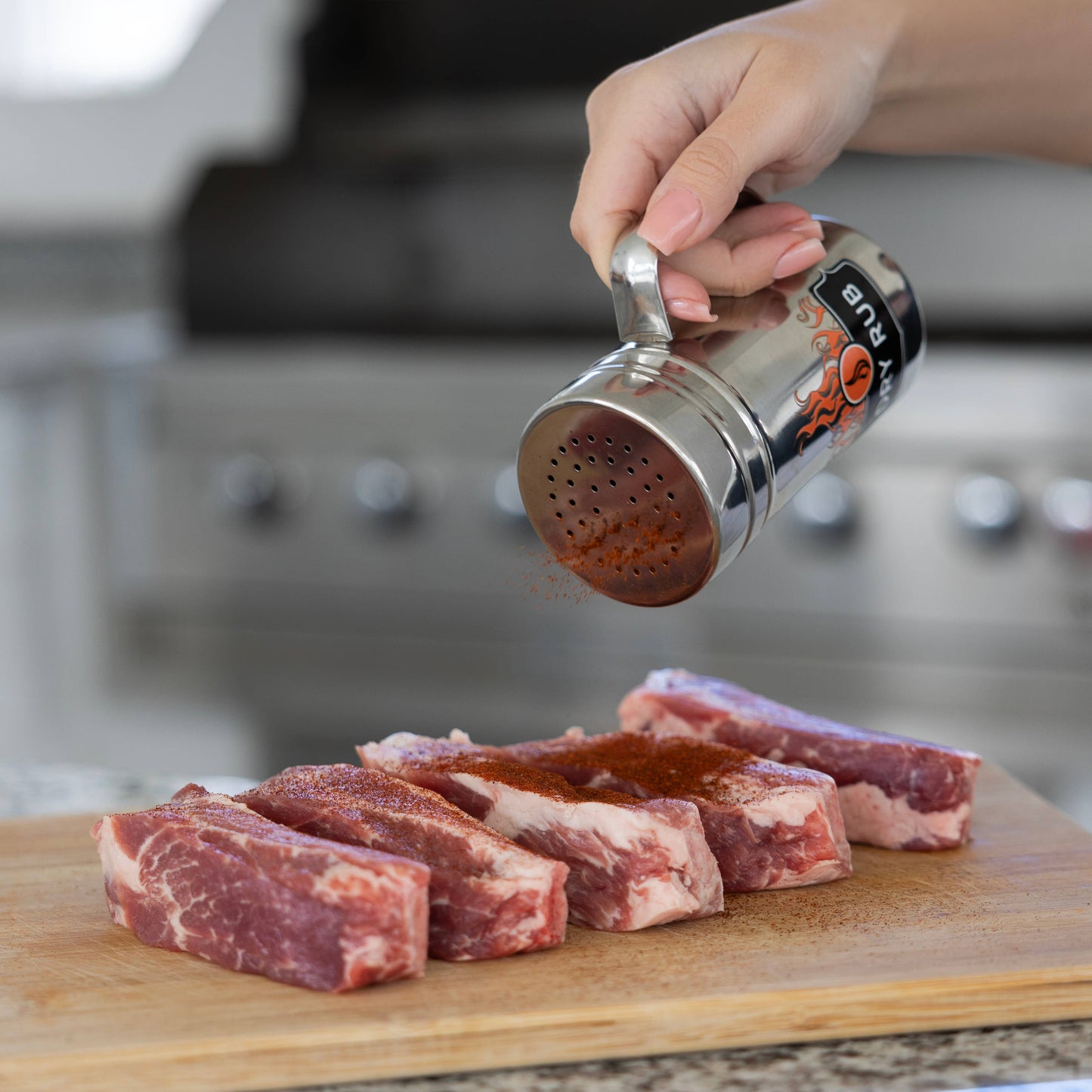 Outset Stainless Steel Dry Rub Shaker With Lid, 13oz | Fox Run Brands