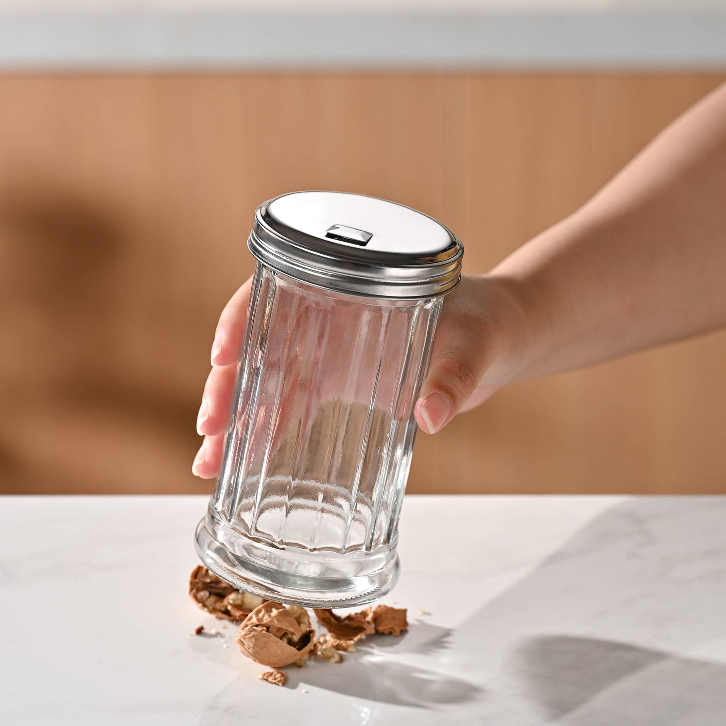Classic Glass Sugar Shaker, 12 Ounce With Lid