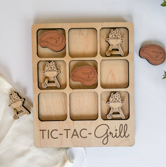 BBQ Tic-Tac-Toe Game | Portable Wooden Grill Gift Set