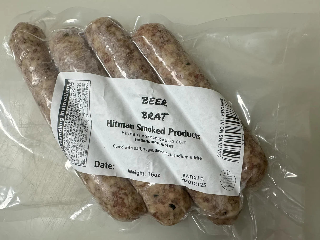 Hitman Beer Brat - 1lb (Frozen)
