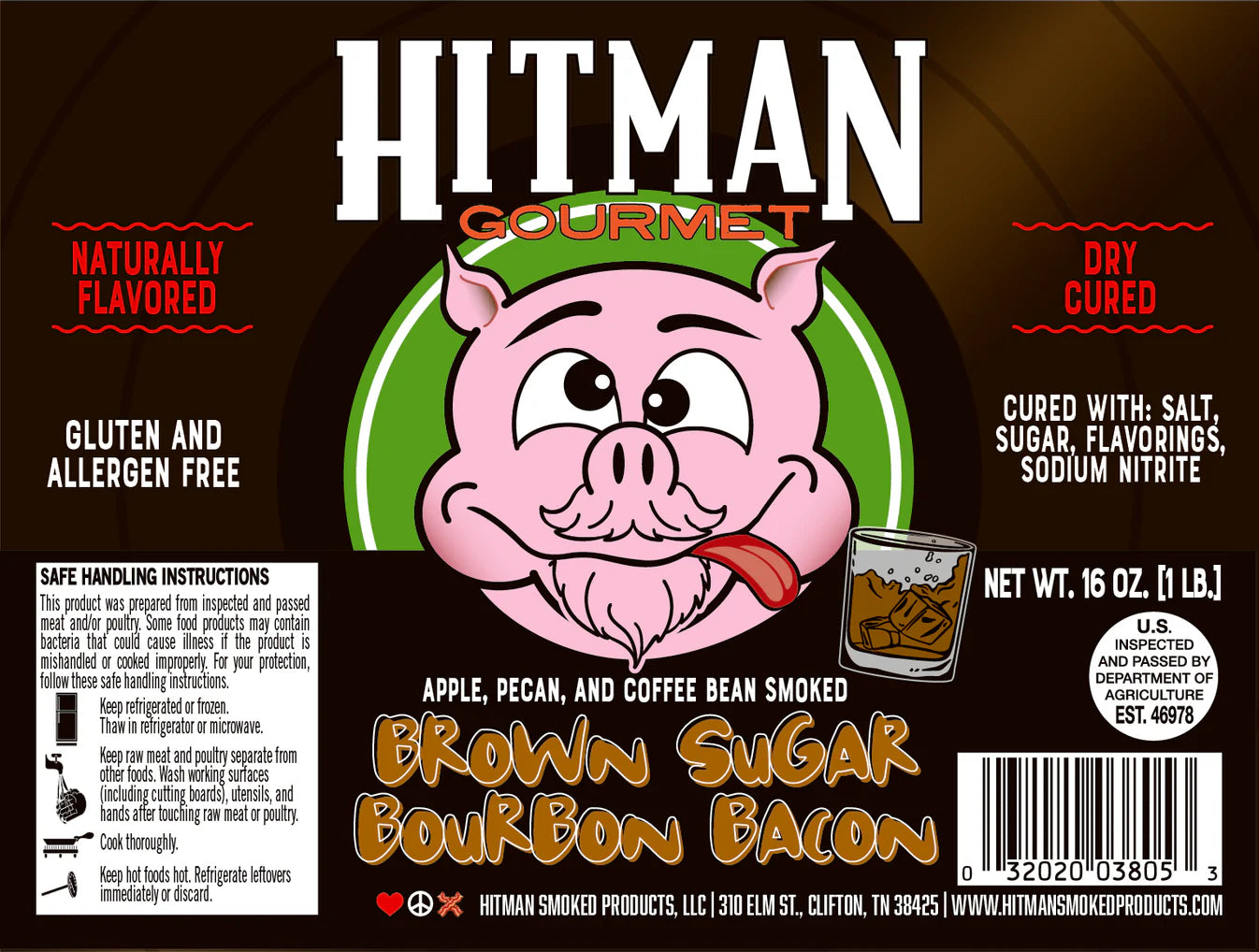 Hitman Brown Sugar Bourbon Bacon - 1lb