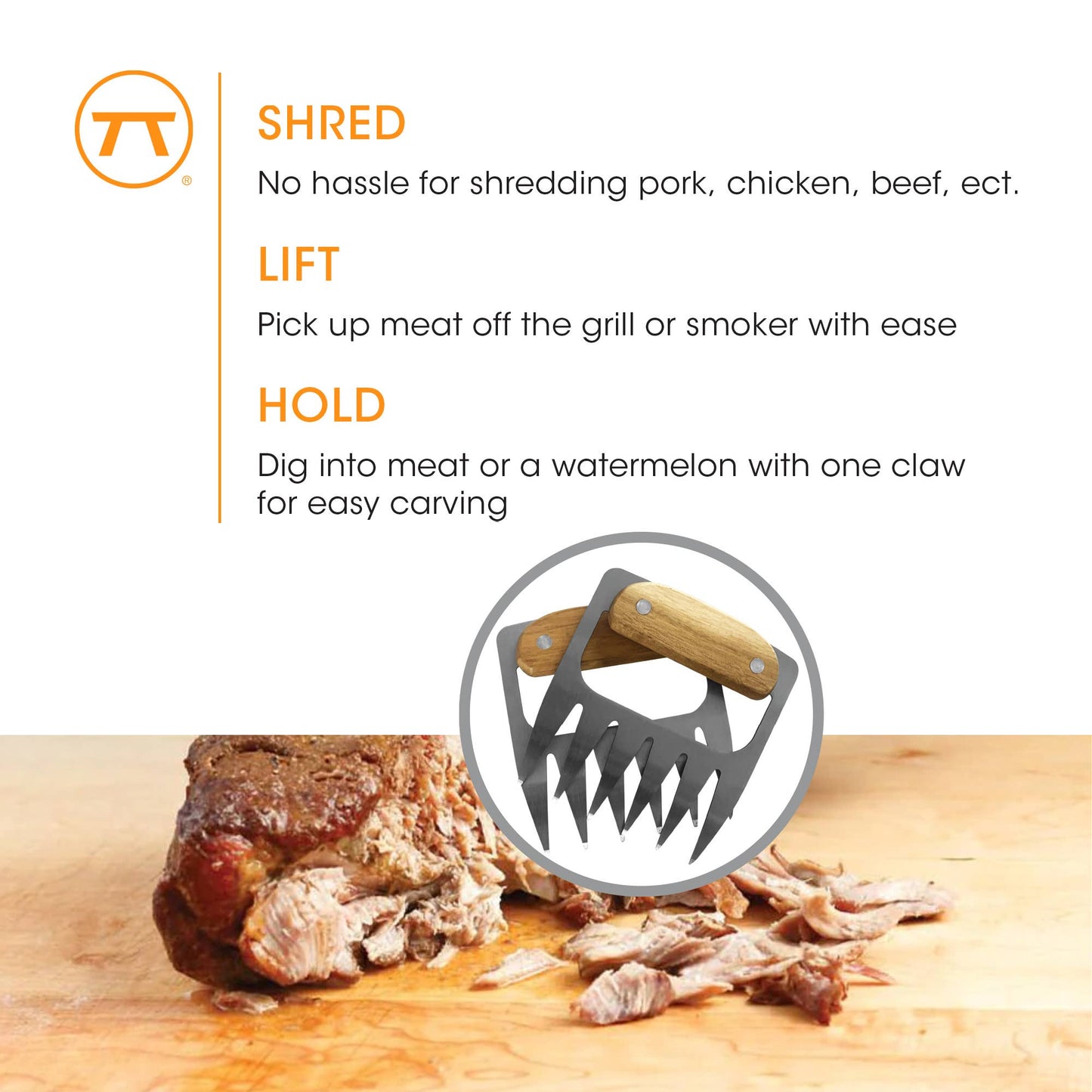 Outset Stainless Steel Meat Shredding Bear Claws | Fox Run Brands,4.4" x 4.2"