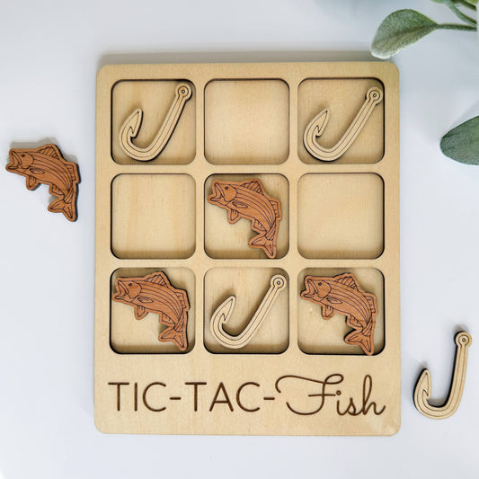 Fishing Tic-Tac-Toe Game | Portable Handmade Wooden Game