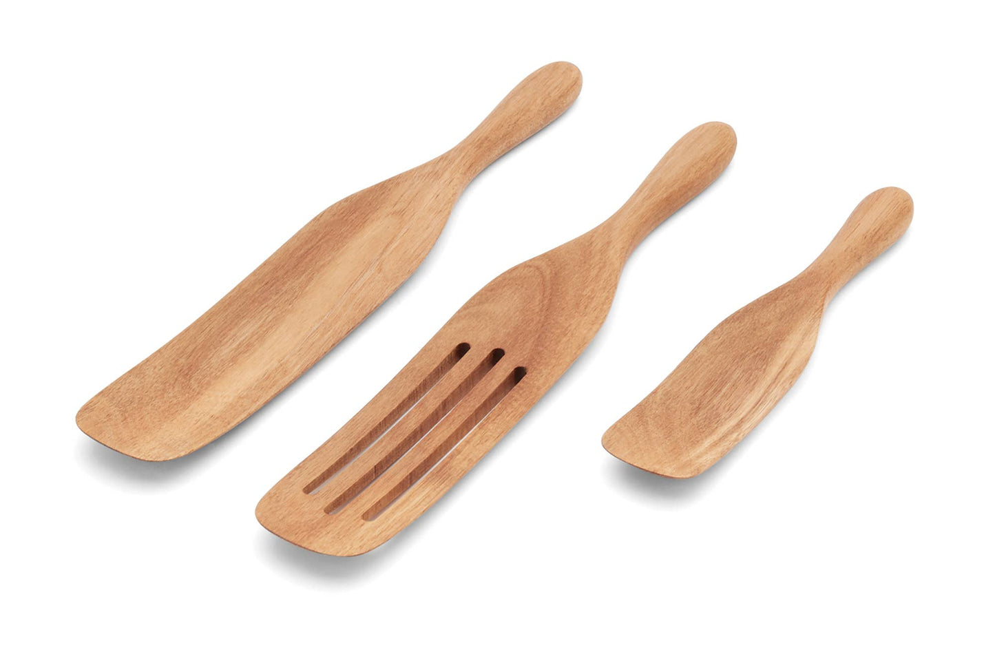 Acacia Wood Spurtle, Set 3, 13" slotted, 10”, and 9” | Fox Run Brands
