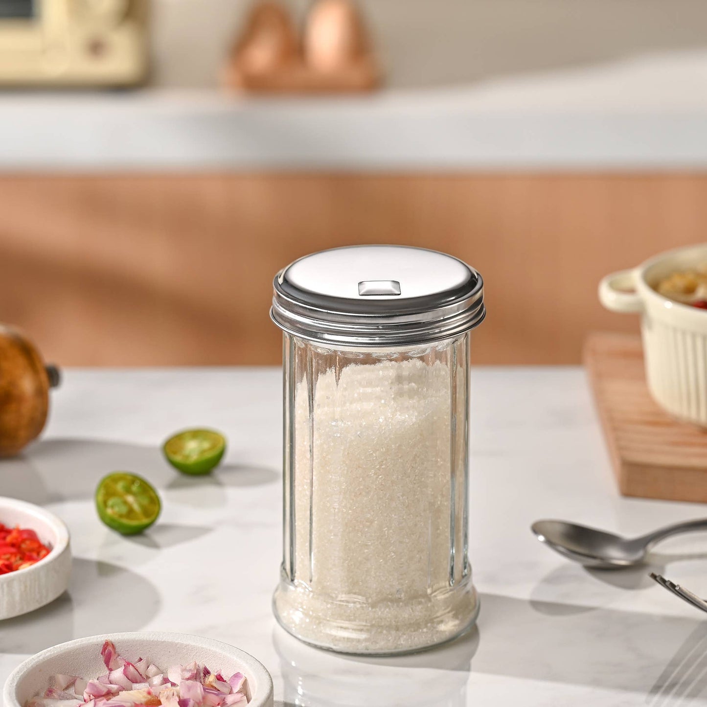 Classic Glass Sugar Shaker, 12 Ounce With Lid