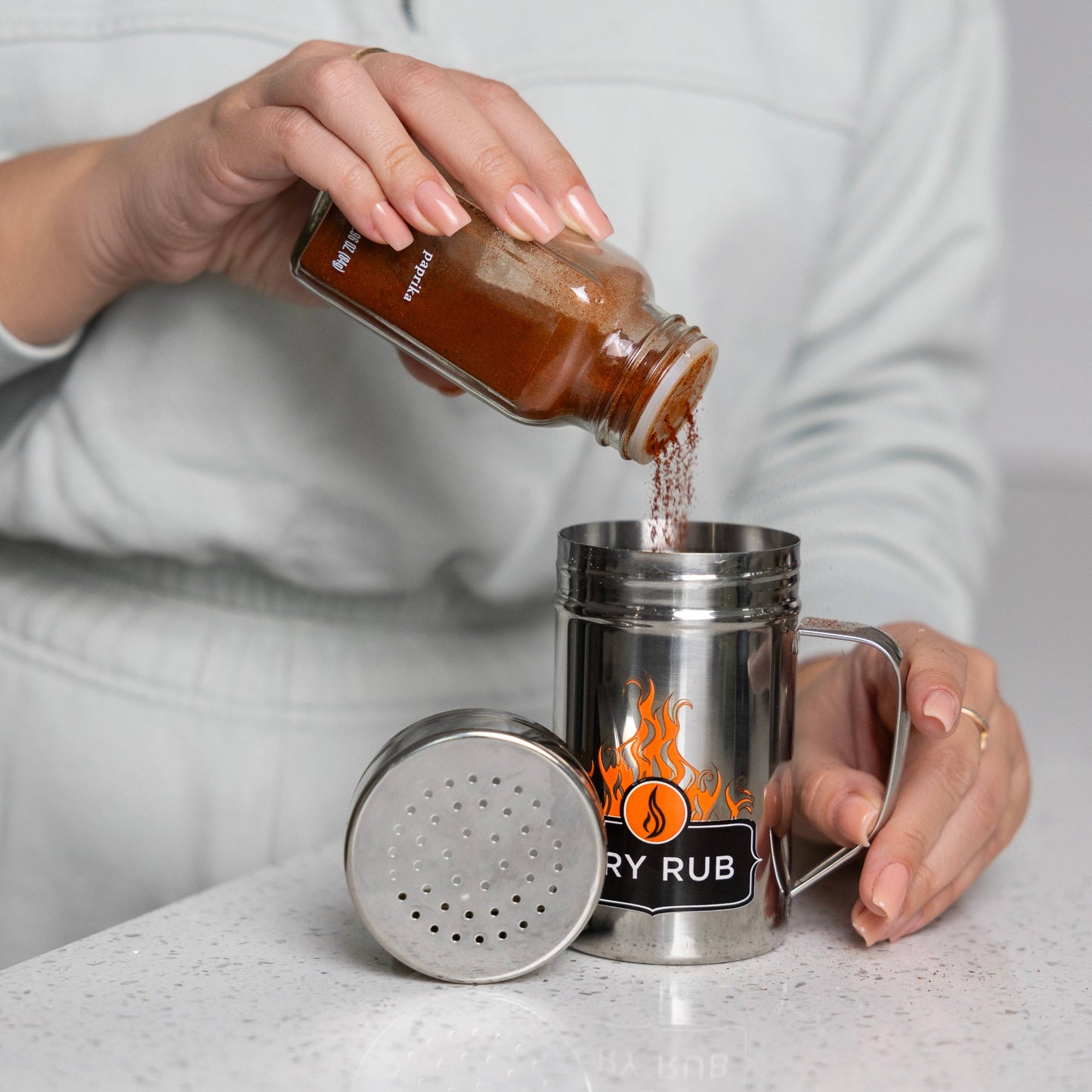 Outset Stainless Steel Dry Rub Shaker With Lid, 13oz | Fox Run Brands