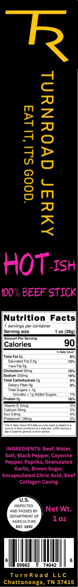 Hot-Ish Beef Stick | Turnroad Jerky